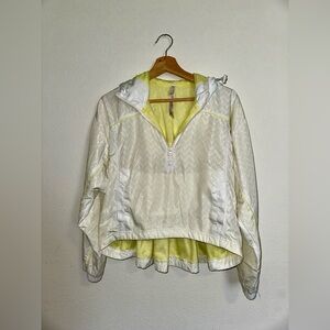 Free People: 1/2 Zip Oversized Pullover White and Yellow